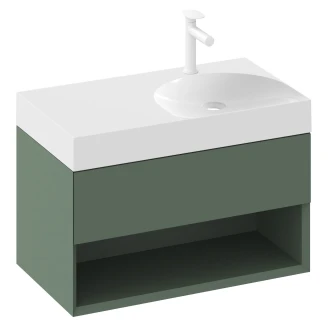 Ravak Håndvaskskab <strong>Lite</strong>  Grøn Mat 80 cm med Vask S Venstre