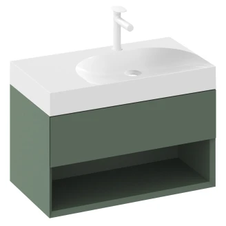 Ravak Håndvaskskab <strong>Lite</strong>  Grøn Mat 80 cm med Vask M Venstre
