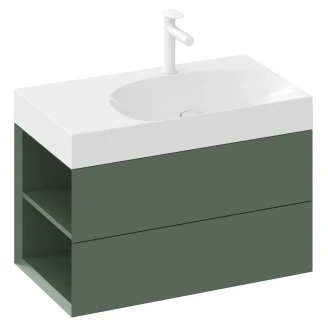 Ravak Håndvaskskab <strong>Lite</strong>  Grøn Mat med 2 Skuffer 80 cm Venstre & Vask M