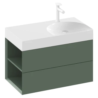 Ravak Håndvaskskab <strong>Lite</strong>  Grøn Mat med 2 Skuffer 80 cm Venstre & Vask S