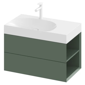 Ravak Håndvaskskab <strong>Lite</strong>  Grøn Mat med 2 Skuffer 80 cm Højre & Vask M