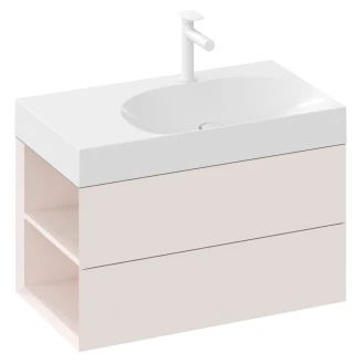 Ravak Håndvaskskab <strong>Lite</strong>  Rosa Mat med 2 Skuffer 80 cm Venstre & Vask M