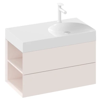 Ravak Håndvaskskab <strong>Lite</strong>  Rosa Mat med 2 Skuffer 80 cm Venstre & Vask S