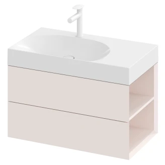 Ravak Håndvaskskab <strong>Lite</strong>  Rosa Mat med 2 Skuffer 80 cm Højre & Vask M