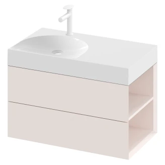 Ravak Håndvaskskab <strong>Lite</strong>  Rosa Mat med 2 Skuffer 80 cm Højre & Vask S