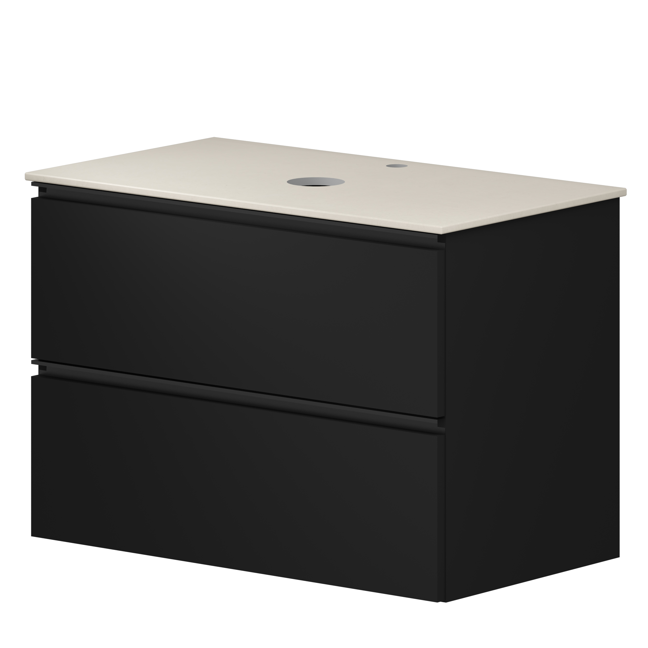 Håndvaskskab Luna Sort 80 cm med Bordplade Silestone Lys Beige Poleret