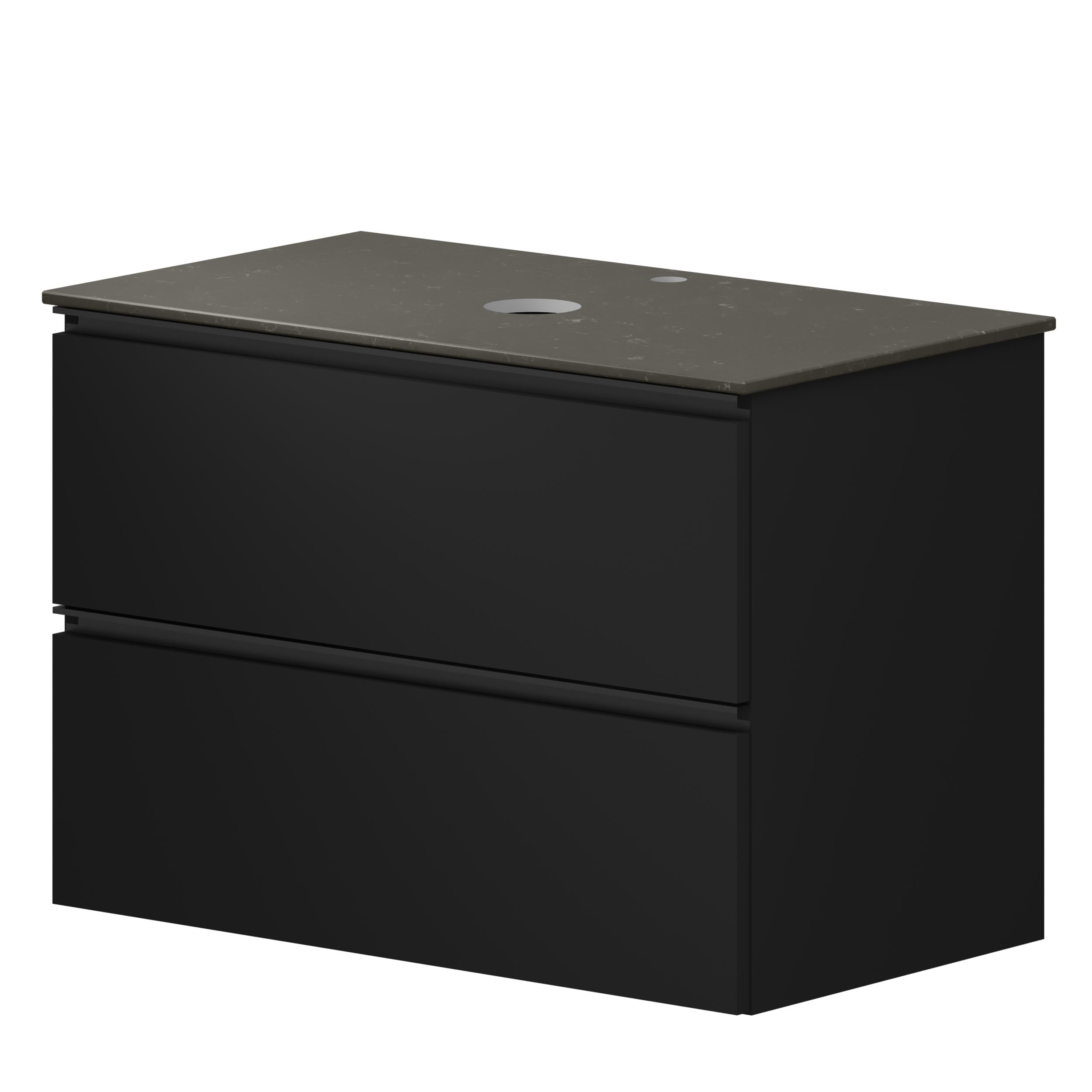 Håndvaskskab Luna Sort 80 cm med Bordplade Silestone Brun Poleret