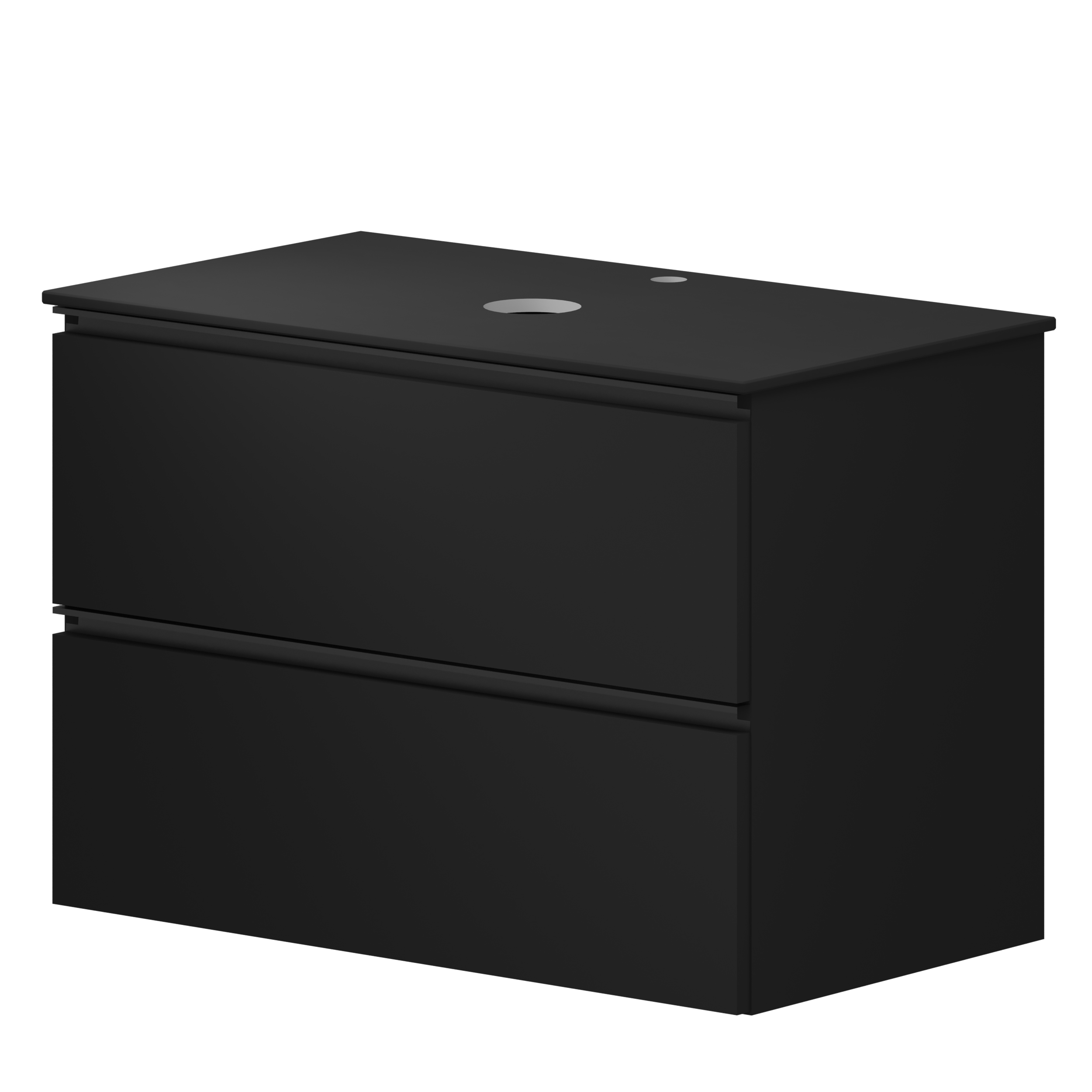 Håndvaskskab Luna Sort 80 cm med Bordplade Dekton Sort Poleret