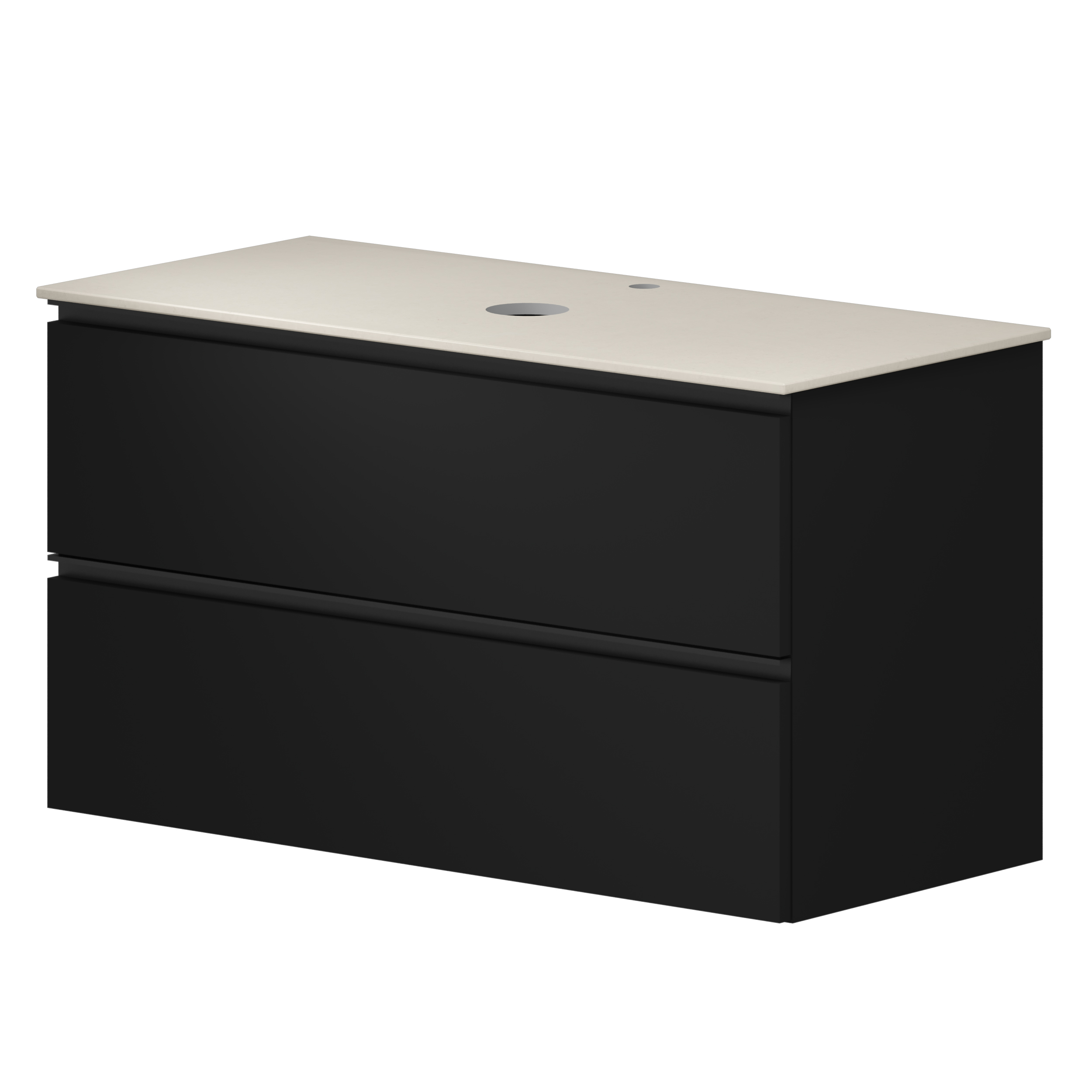 Håndvaskskab Luna Sort 100 cm med Bordplade Silestone Lys Beige Poleret