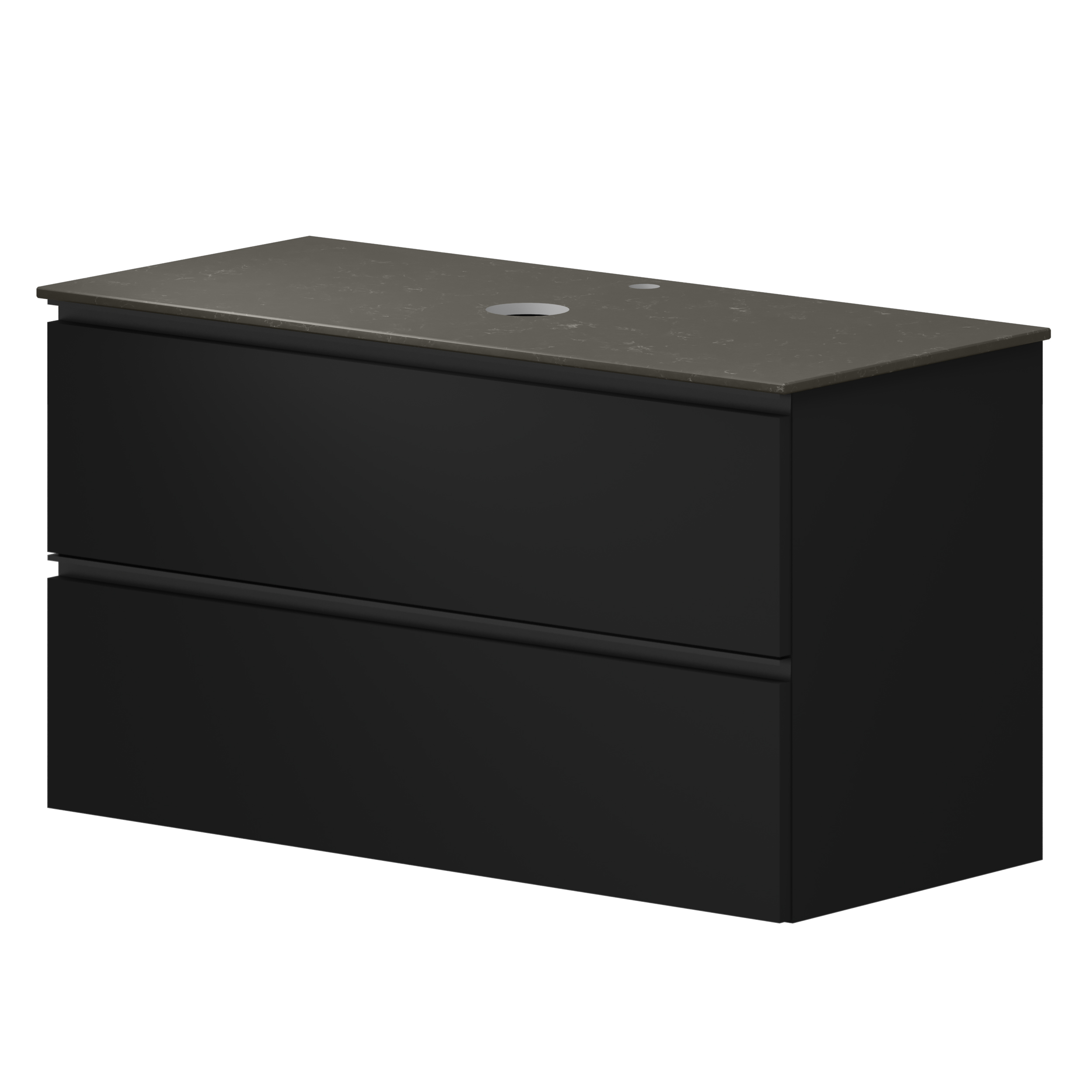 Håndvaskskab Luna Sort 100 cm med Bordplade Silestone Brun Poleret