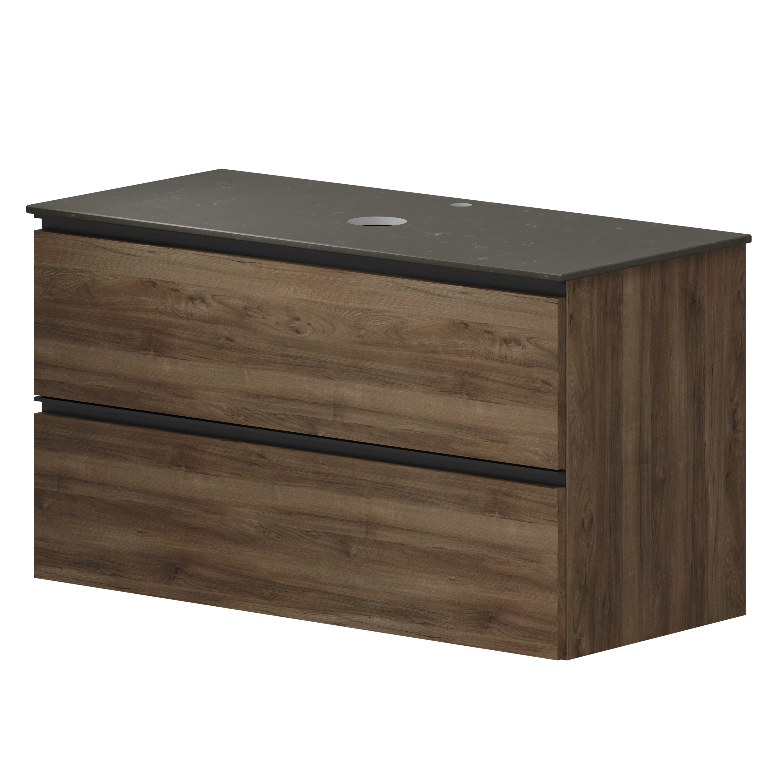 Håndvaskskab Luna Valnød Træ 100 cm med Bordplade Silestone Brun Poleret