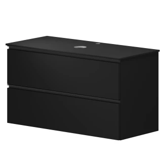 Håndvaskskab Luna Sort 100 cm med Bordplade Dekton Sort Poleret