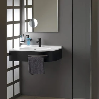 Håndvask Treo Hvid Blank 75x45 cm med Konsol & Håndklædeholder Venstre
