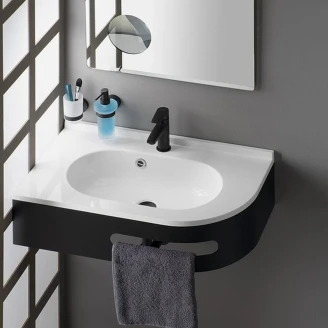 Håndvask <strong>Treo</strong>  Hvid Blank 75x45 cm med Konsol & Håndklædeholder Venstre