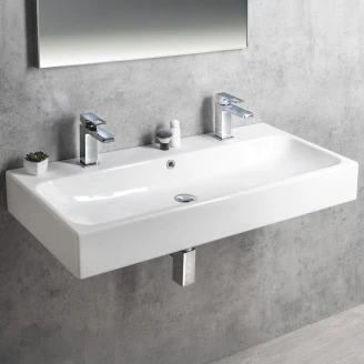 Håndvask <strong>Savero</strong>  Hvid Blank 101x47 cm To-Hul