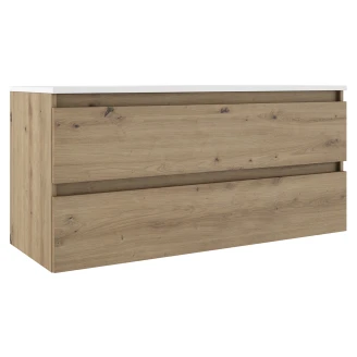 Håndvaskskab <strong>Blisse</strong>  Træ Lys Mat 120 cm med To Skuffer & Vask Hvid Blank