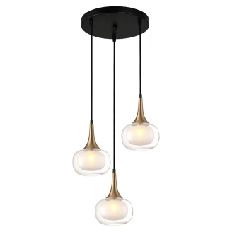 Hængende Lampa <strong>Tirella</strong>  Trio Mässing, Transparent Mat