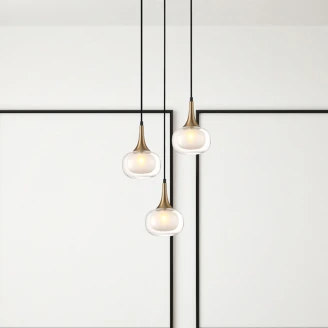 Hængende Lampa <strong>Tirella</strong>  Trio Mässing, Transparent Mat