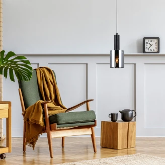 Hængende Lampe Lunessa S Røg, Sort Blank