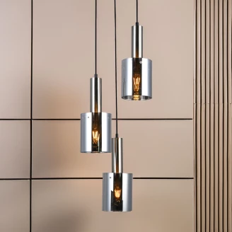 Hængende Lampa <strong>Lunessa</strong>  Trio Cirkel Røg, Sølv Blank