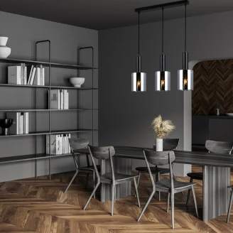 Hængende Lampe Lunessa Trio Røg, Sort Blank