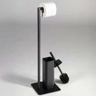 Toiletrulleholder & Børste <strong>Holda</strong>  Sort Mat