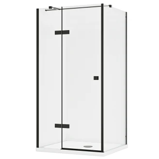 Brusehjørne <strong>Torre</strong>  Sort Mat 6 mm 100x90 cm Venstre