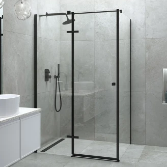 Brusehjørne <strong>Torre</strong>  Sort Mat 6 mm 120x80 cm Venstre