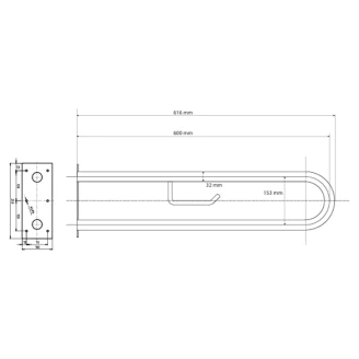 Støttegreb med Toiletpapirholder <strong>Steda</strong>  60 cm Dobbelt Krom Blank Uden Betræk