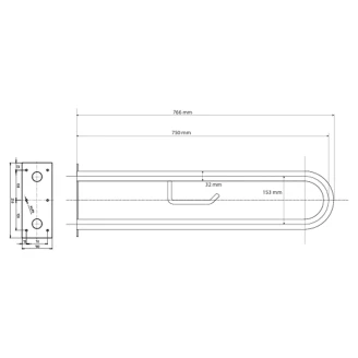 Støttegreb med Toiletpapirholder <strong>Steda</strong>  75 cm Dobbelt Krom Blank
