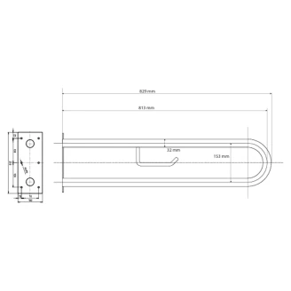 Støttegreb med Toiletpapirholder <strong>Steda</strong>  81 cm Dobbelt Krom Blank Uden Betræk