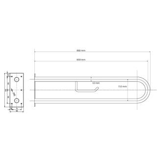 Støttegreb med Toiletpapirholder <strong>Steda</strong>  85 cm Dobbelt Krom Mat Uden Betræk