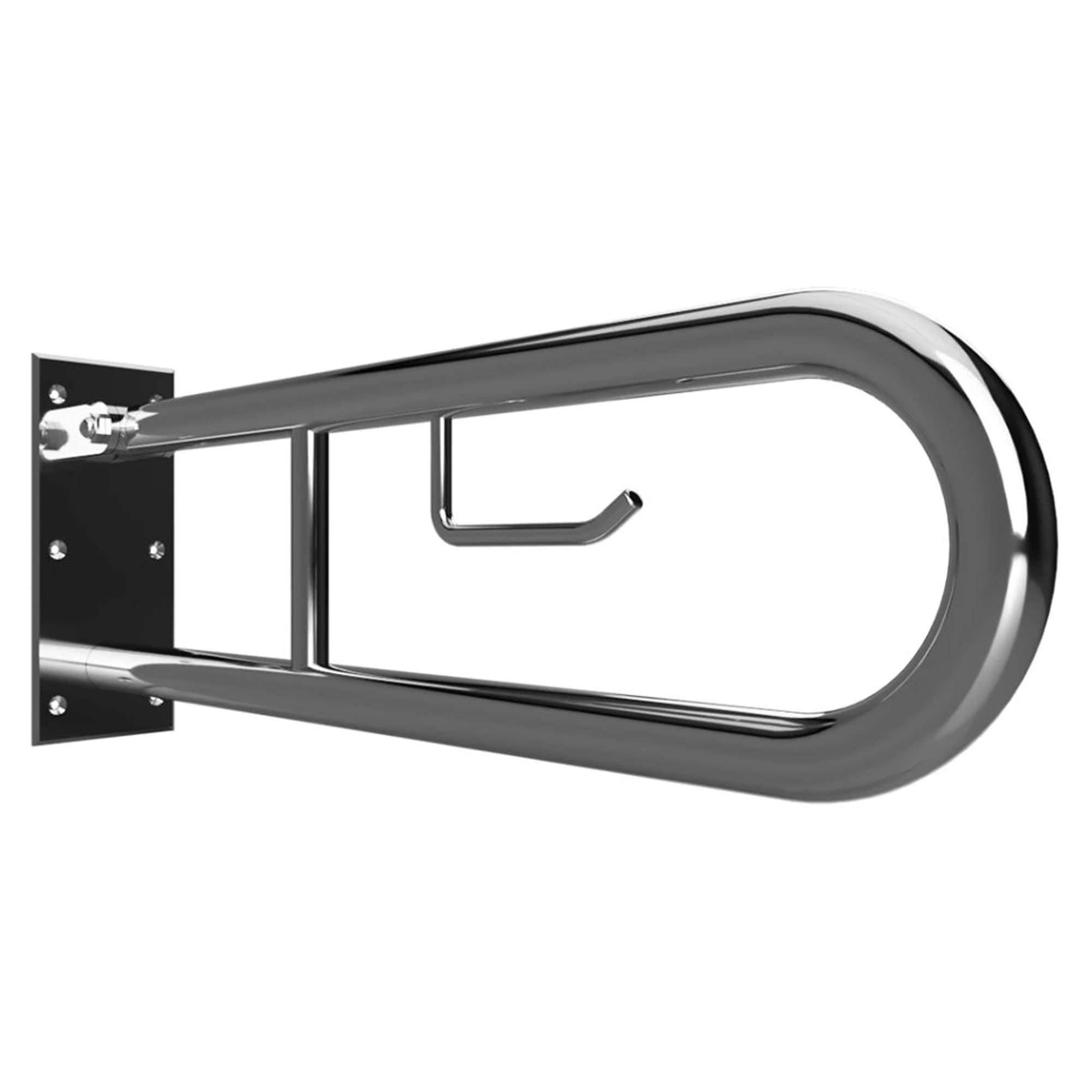Fællbare Støttehåndtag med Toiletpapirholder Handicapvenlig Help 60 cm Dobbelt Krom Blank Uden Betræk
