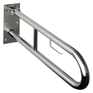 Fællbare Støttehåndtag med Toiletpapirholder Handicapvenlig <strong>Steda</strong>  60 cm Dobbelt Krom Mat Uden Betræk