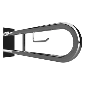 Fællbare Støttehåndtag med Toiletpapirholder Handicapvenlig <strong>Steda</strong>  60 cm Dobbelt Krom Mat