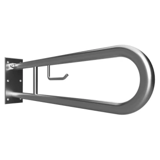 Fællbare Støttehåndtag med Toiletpapirholder Handicapvenlig <strong>Steda</strong>  75 cm Dobbelt Krom Mat Uden Betræk
