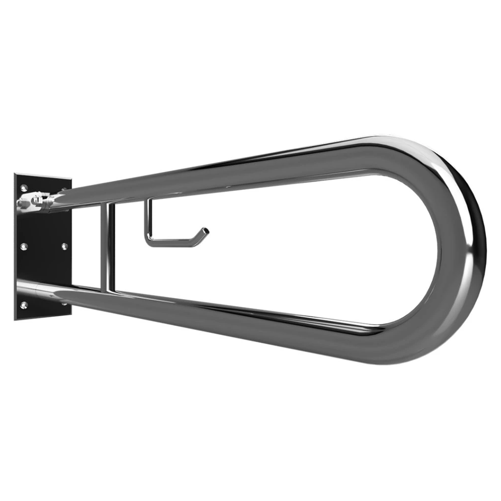 Fællbare Støttehåndtag med Toiletpapirholder Handicapvenlig Help 81 cm Dobbelt Krom Blank Uden Betræk