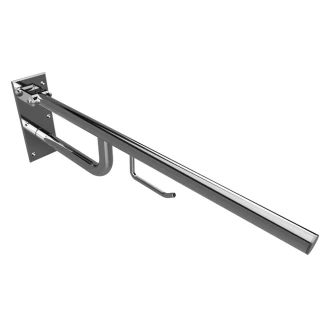 Fællbare Støttehåndtag med Toiletpapirholder Handicapvenlig <strong>Steda</strong>  76 cm Krom Blank Uden Betræk
