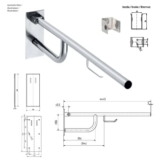 Fællbare Støttegreb med Toiletpapirholder <strong>Steda</strong>  85 cm Krom Blank