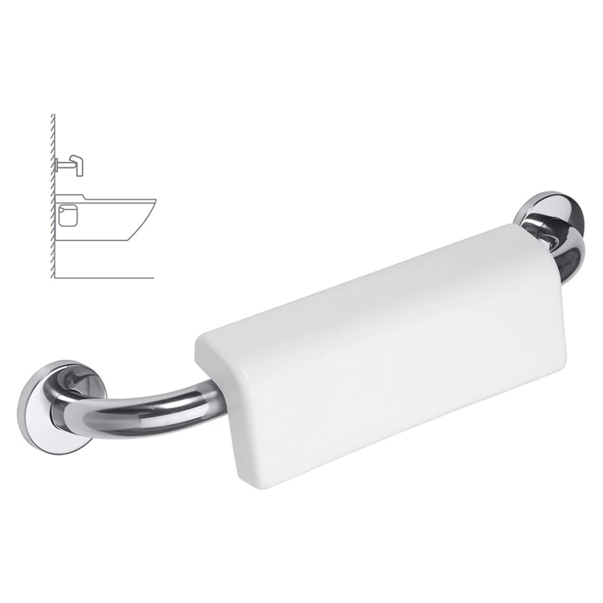 Ryglæn til Toiletstol Handicapvenlig Help 50 cm Krom Blank
