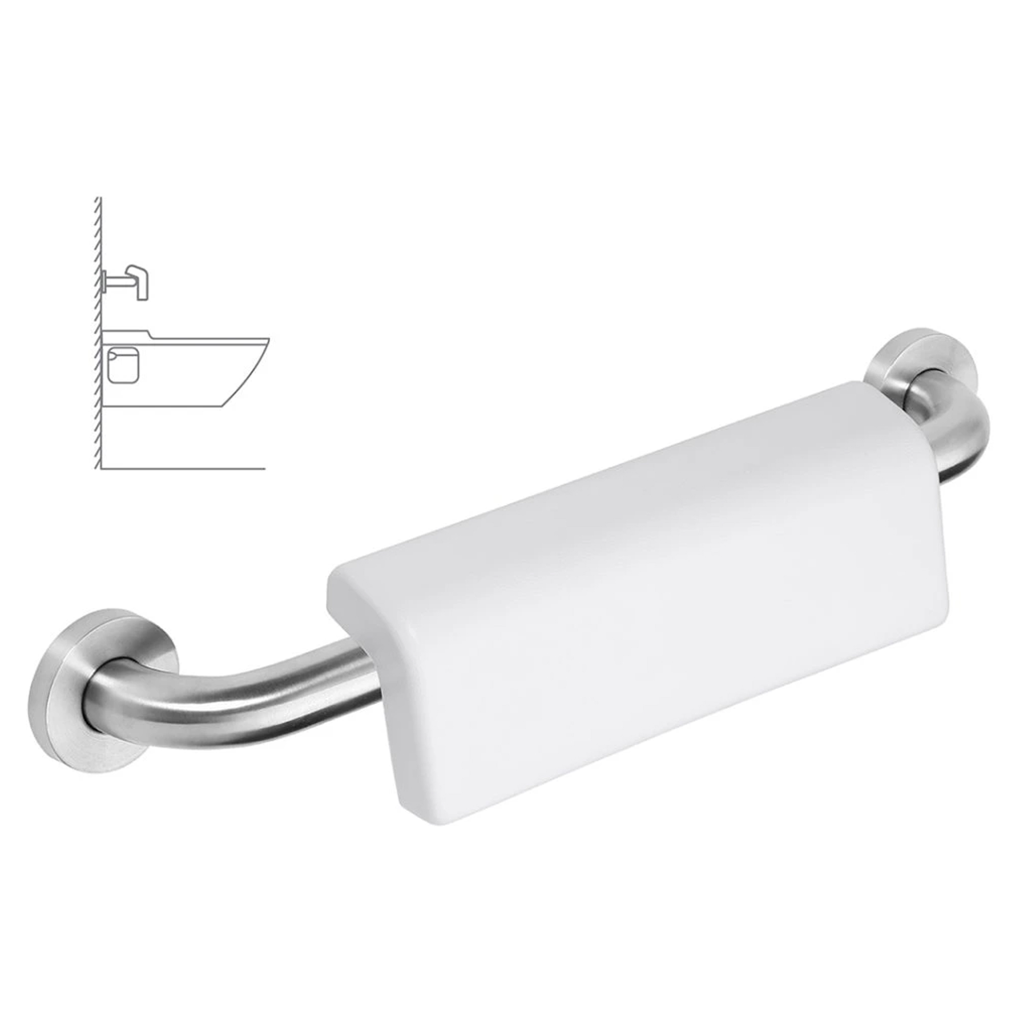 Ryglæn til Toiletstol Handicapvenlig Steda 50 cm Krom Mat