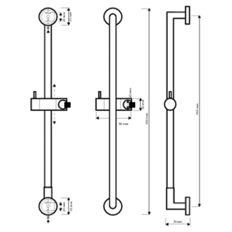 Skyddestang med Justerbar Bruseholder <strong>Steda</strong>  Messing