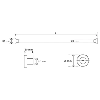 Bruseforhængsstang 150 cm Krom Blank