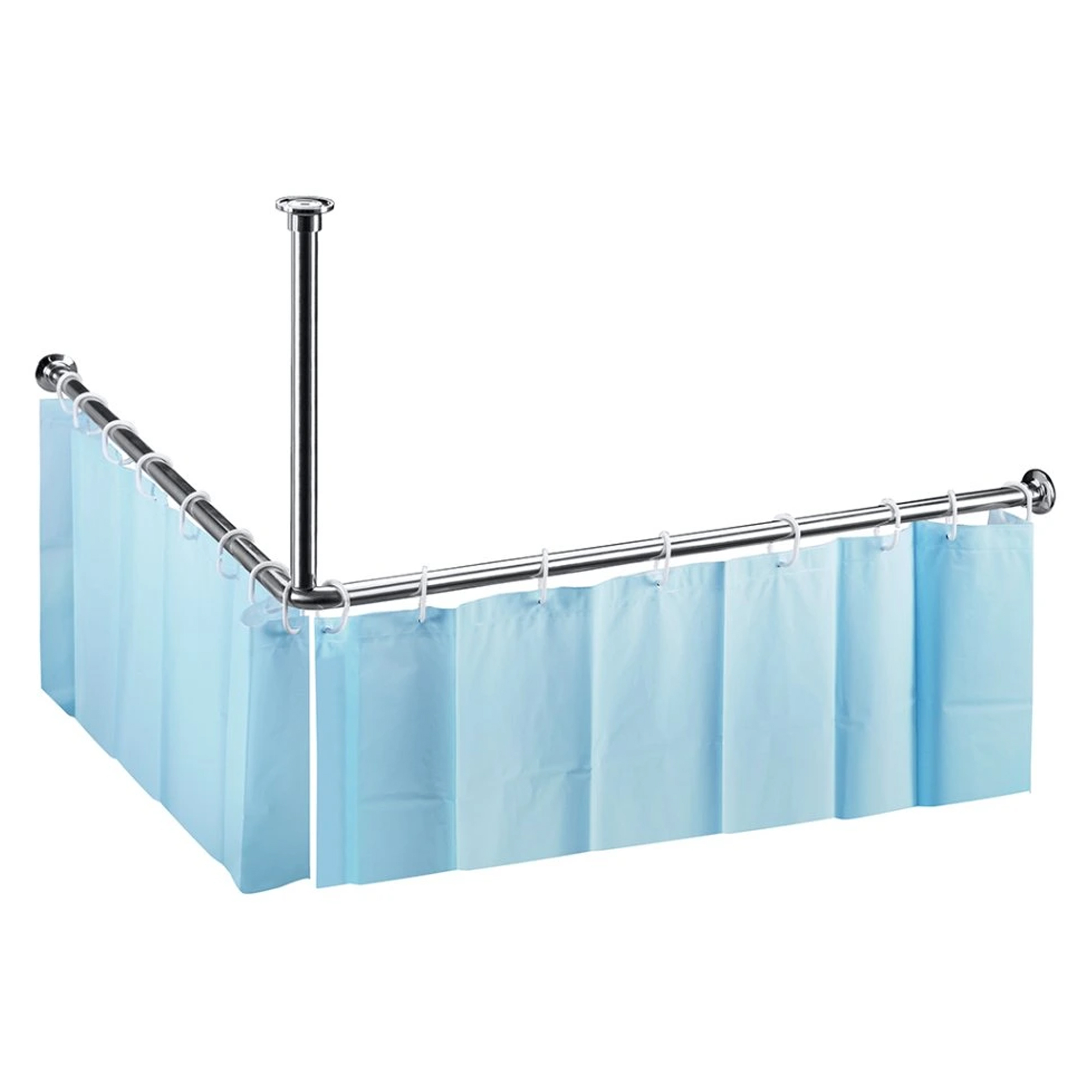 Hjørne Bruseforhængsstang 140 cm Krom Blank