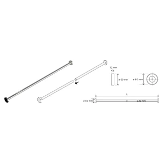 Bruseforhængsstang 90 cm Krom Blank