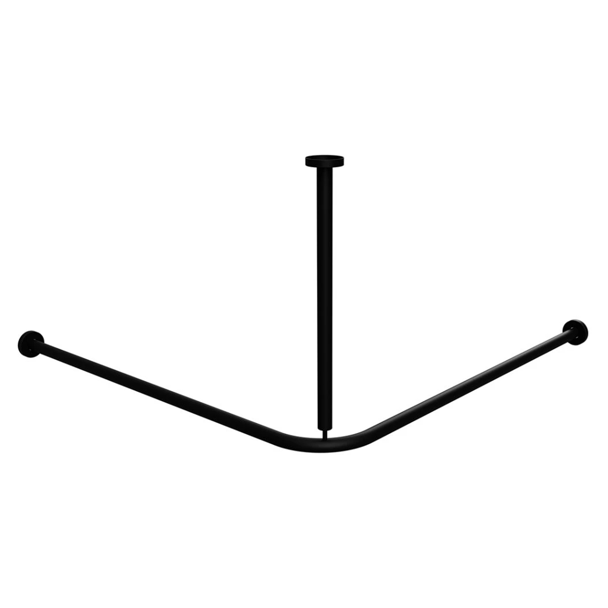 Hjørne Bruseforhængsstang 90 cm Sort Mat