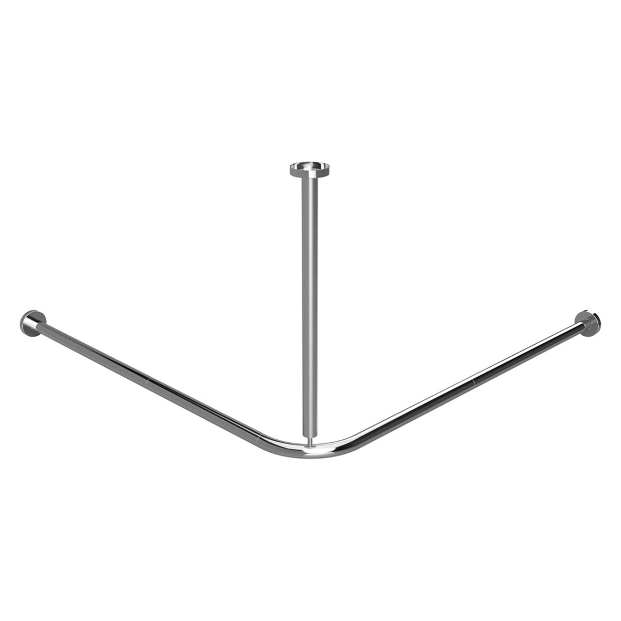 Hjørne Bruseforhængsstang 130 cm Krom Blank