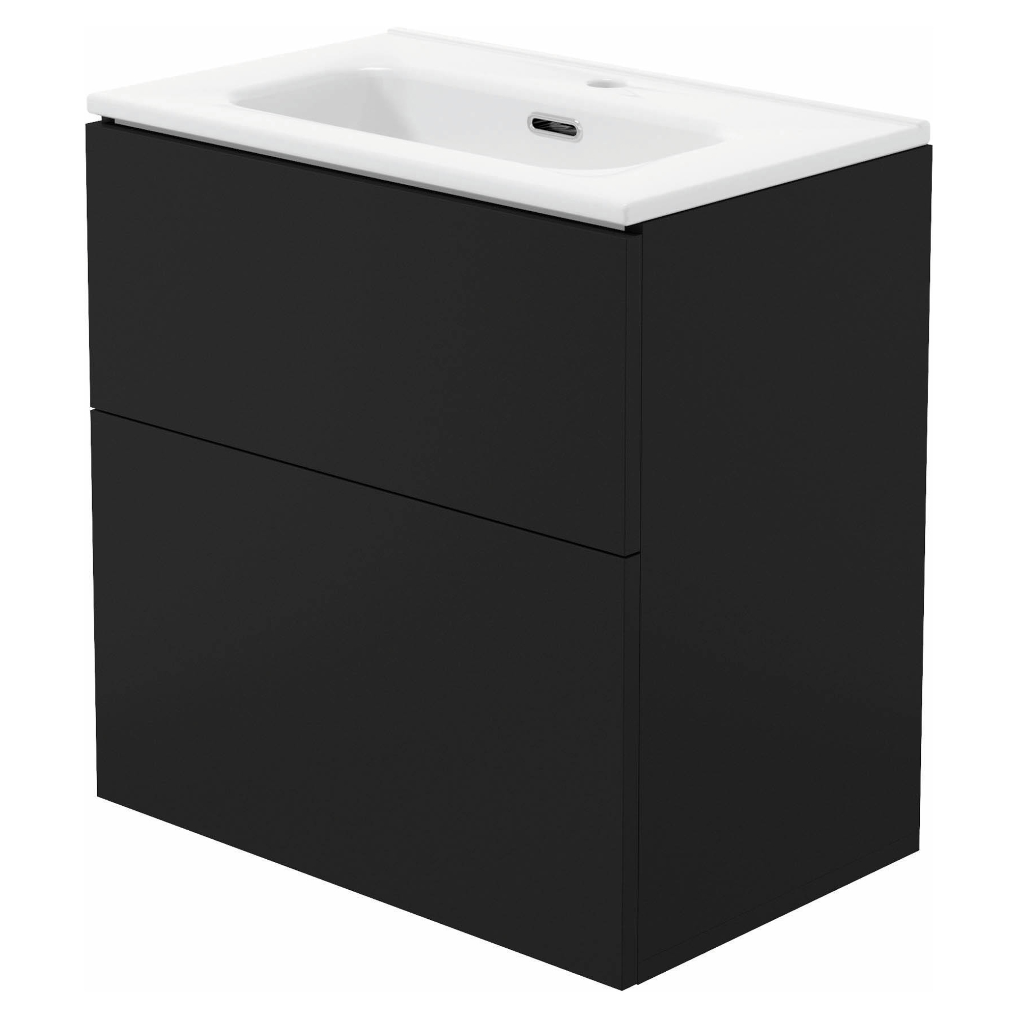 Håndvaskskab Prizma Sort Mat 60 cm med Vask Hvid Blank