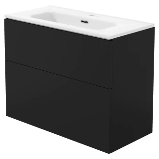 Håndvaskskab Prizma Sort Mat 80 cm med Vask Hvid Blank