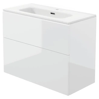 Håndvaskskab Prizma Hvid Blank 80 cm med Vask Hvid Blank